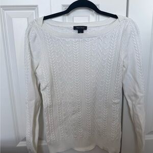 White House Black Market Cream Cable Knit Sweater